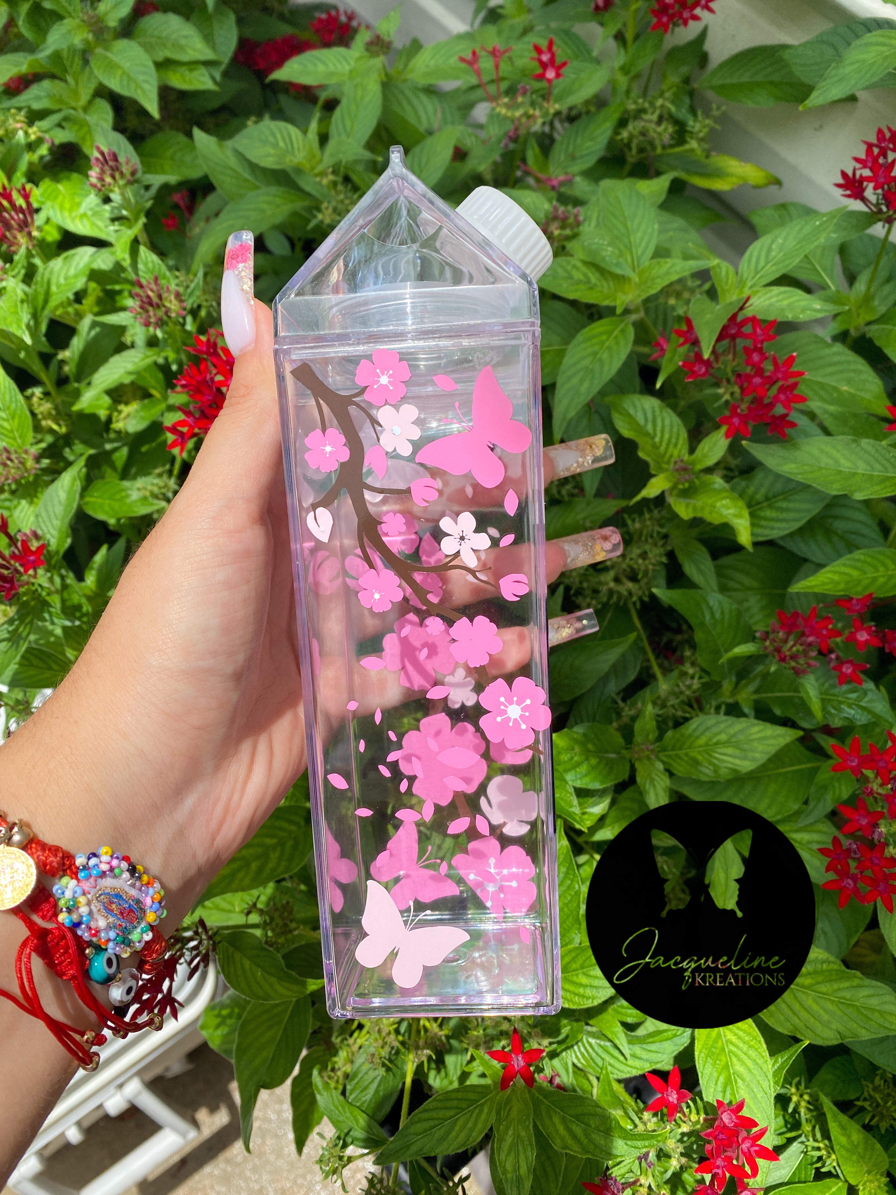 Sakura Flower Milk Carton Water Bottle